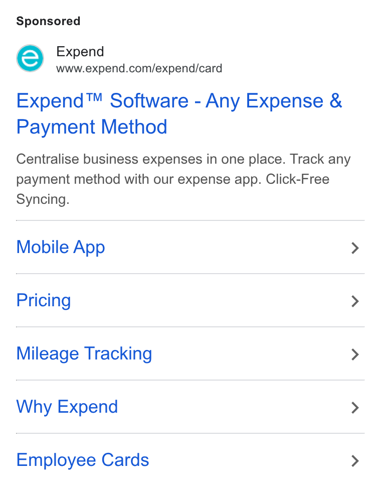 Expend ad on Google Ads: Expend™ Software - Any Expense & Payment Method Centralise business expenses in one place. Track any payment method with our expense app. Click-Free Syncing. Mobile App Pricing Mileage Tracking Why Expend > Employee Cards >