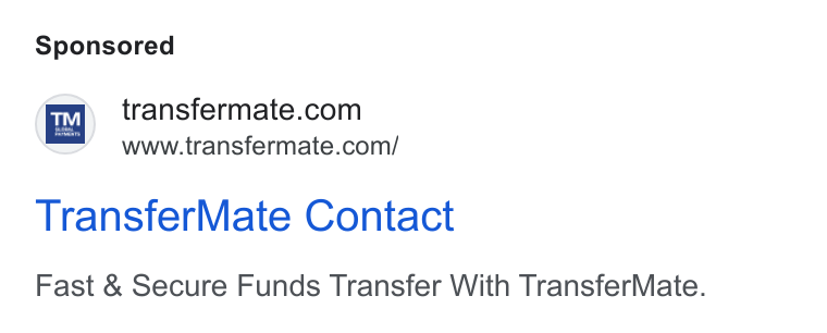 TransferMate ad on Google Ads: www.transfermate.com/ Transfer Mate Contact Fast & Secure Funds Transfer With Transfer Mate.