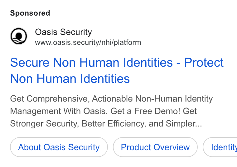 Oasis Security ad