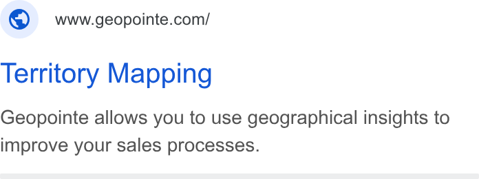 Geopointe ad on Google Ads: Territory Mapping Geopointe allows you to use geographical insights to improve your sales processes.