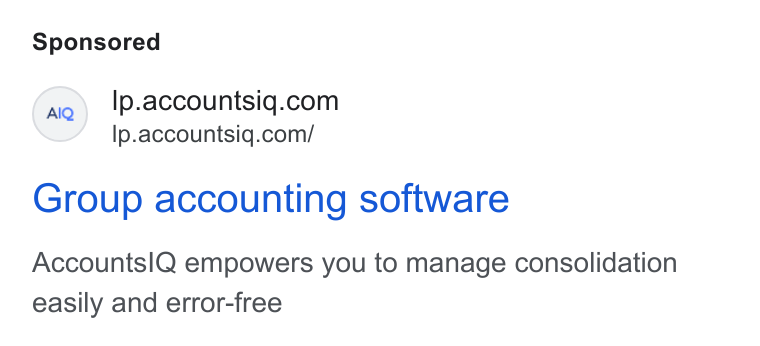 AccountsIQ ad on Google Ads: Ip.accountsig.com/ Group accounting software Accounts IQ empowers you to manage consolidation easily and error-free