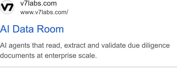 V7 ad on Google Ads: www.v7labs.com/ Al Data Room Al agents that read, extract and validate due diligence documents at enterprise scale.