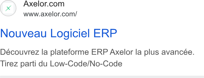 Axelor ad on Google Ads: www.axelor.com/ Nouveau Logiciel ERP Découvrez la plateforme ERP Axelor la plus avancée. Tirez parti du Low-Code/No-Code