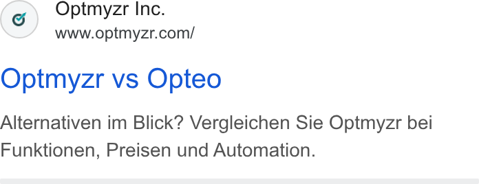 Optmyzr ad on Google Ads: Optmyzr vs Opteo Alternativen im Blick? Vergleichen Sie Optmyzr bei Funktionen, Preisen und Automation.