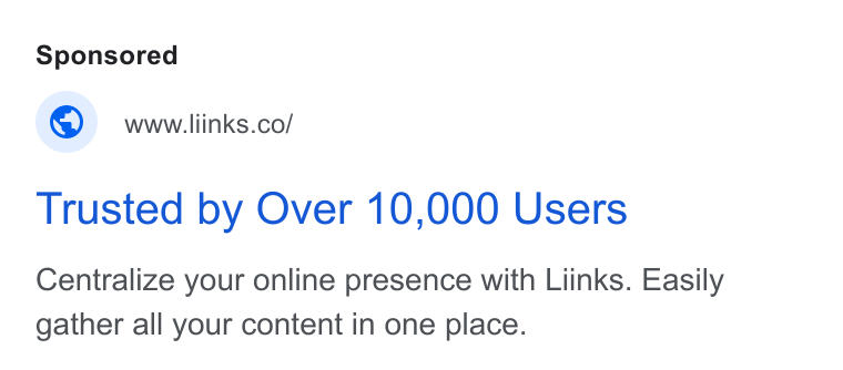 EMR USA ad on Google Ads: Trusted by Over 10,000 Users Centralize your online presence with Liinks. Easily gather all your content in one place.