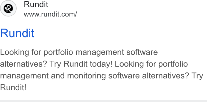 Rundit ad on Google Ads: Rundit Looking for portfolio management software alternatives? Try Rundit today! Looking for portfolio management and monitoring software alternatives? Try Rundit!