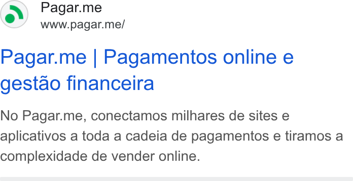 Pagar.me ad on Google Ads: Pagar.me www.pagar.me/ Pagar.me | Pagamentos online e gestao financeira No Pagar.me, conectamos milhares de sites e aplicativos a toda a cadeia de pagamentos e tiramos a complexidade de vender online.