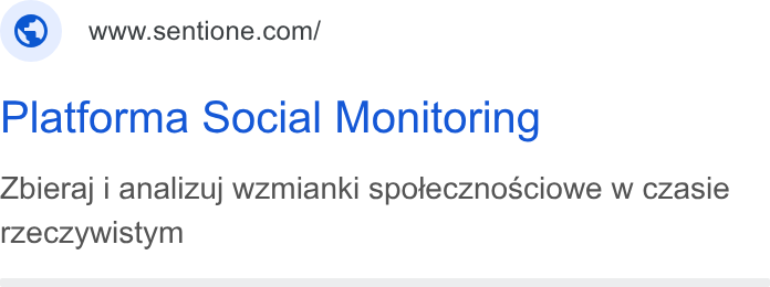 SentiOne ad on Google Ads: Platforma Social Monitoring Zbieraj i analizuj wzmianki spolecznosciowe w czasie rzeczywistym