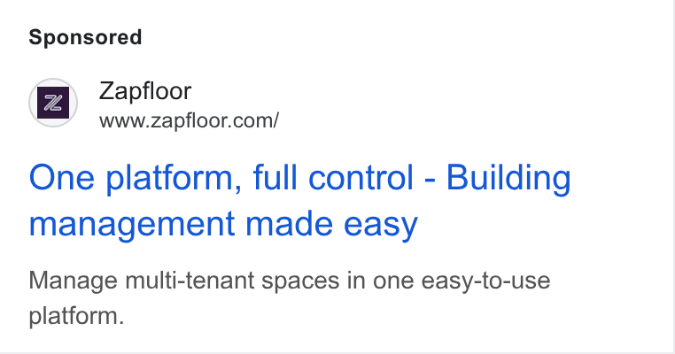 zapfloor ad on Google Ads: One platform, full control - Building management made easy Manage multi-tenant spaces in one easy-to-use platform.