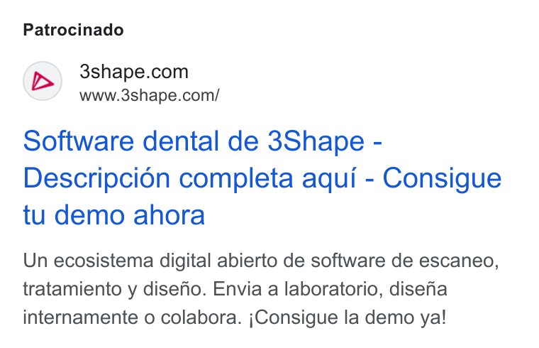 3Shape ad on Google Ads: www.3shape.com/ Software dental de 3Shape - Descripcién completa aqui - Consigue tu demo ahora Un ecosistema digital abierto de software de escaneo, tratamiento y disefo. Envia a laboratorio, disefa internamente o colabora. j Consigue la demo ya!