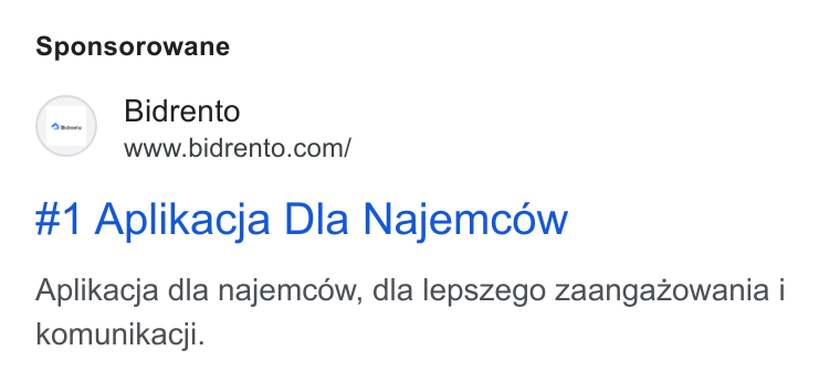Bidrento ad on Google Ads: Sponsorowane #1 Aplikacja Dia Najemcow Aplikacja dla najemcow, dla lepszego zaangazowania | komunikaciji.