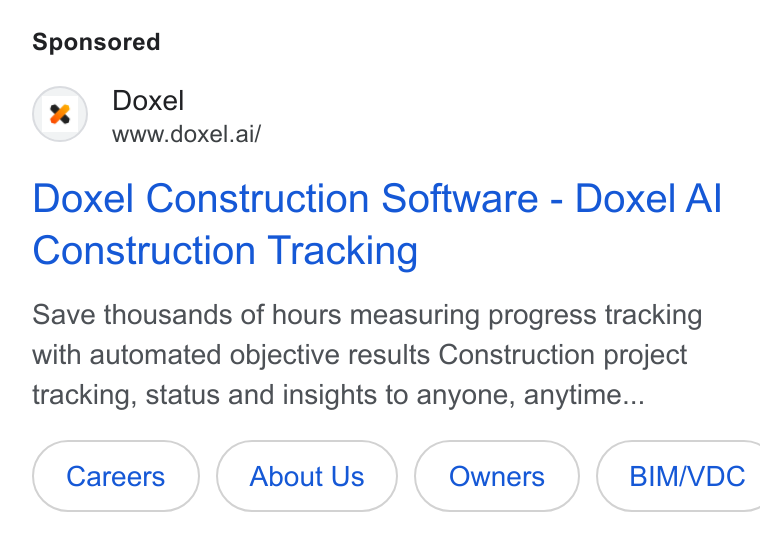 Doxel ad on Google Ads