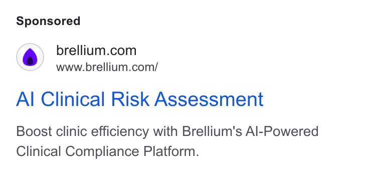 Brellium ad on Google Ads: www.brellium.com/ Al Clinical Risk Assessment Boost clinic efficiency with Brellium's Al-Powered Clinical Compliance Platform.