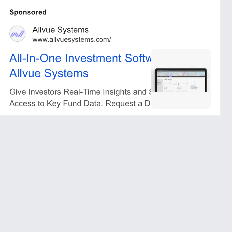 Allvue Systems ad on Google Ads: All-In-One Investment Softw Allvue Systems Give Investors Real-Time Insights and ¢ Access to Key Fund Data. Request a D