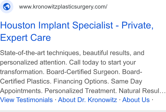 Kronowitz Plastic Surgery ad creative