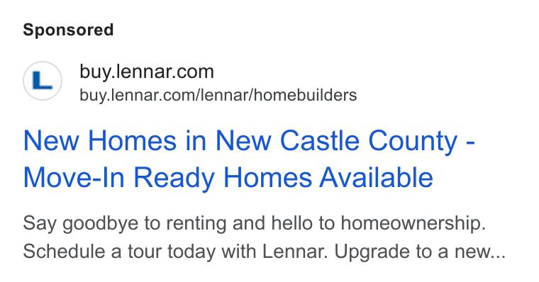 Lennar ad on Google Ads: buy.lennar.com/lennar/homebuilders New Homes in New Castle County - Move-In Ready Homes Available Say goodbye to renting and hello to homeownership. Schedule a tour today with Lennar. Upgrade to a new...