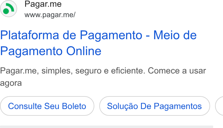 Pagar.me ad on Google Ads: 6) Pagar.me www.pagar.me/ Plataforma de Pagamento - Meio de Pagamento Online Pagar.me, simples, seguro e eficiente. Comece a usar agora Consulte Seu Boleto Solugao De Pagamentos (