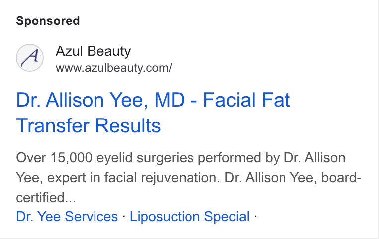 Azul Cosmetic Surgery and Medical Spa ad creative