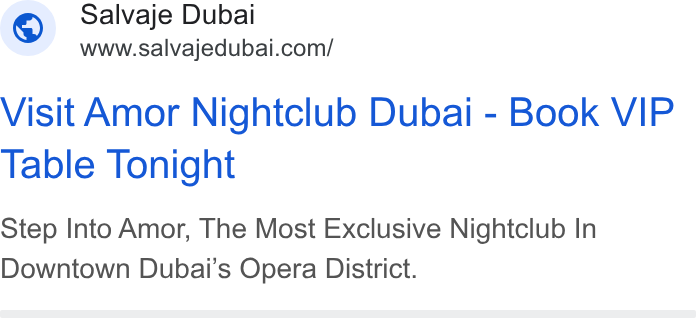SevenRooms ad on Google Ads: Visit Amor Nightclub Dubai - Book VIP Table Tonight Step Into Amor, The Most Exclusive Nightclub In Downtown Dubai’s Opera District.