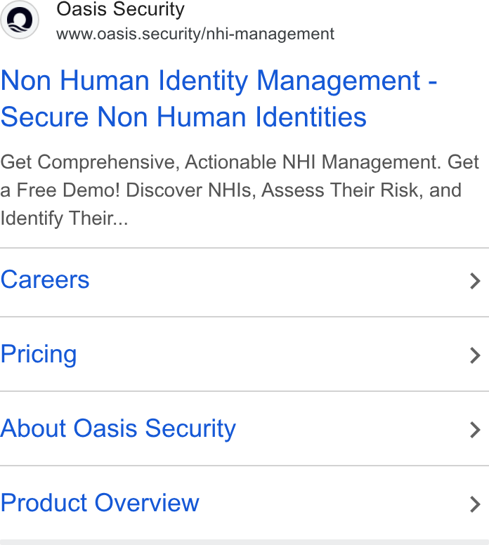 Oasis Security ad