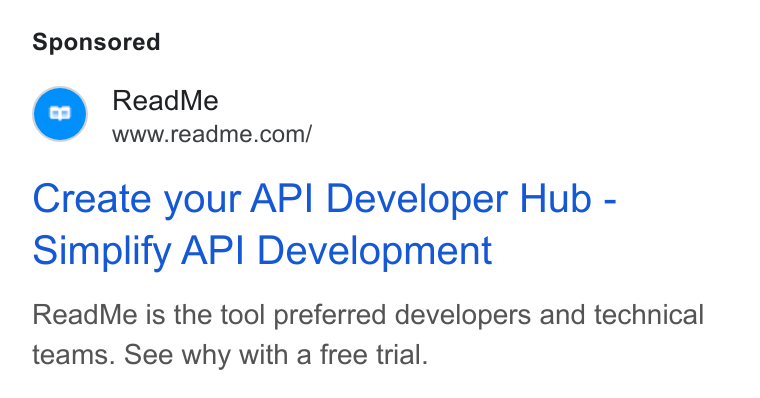 ReadMe ad on Google Ads: Create your AP] Developer Hub - Simplify API Development Read Me is the tool preferred developers and technical teams. See why with a free trial.