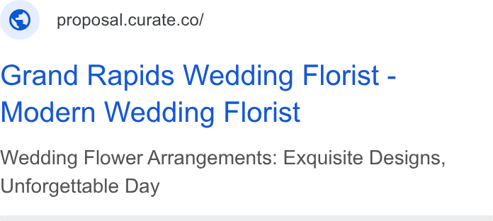 Curate ad on Google Ads: Grand Rapids Wedding Florist - Modern Wedding Florist Wedding Flower Arrangements: Exquisite Designs, Unforgettable Day