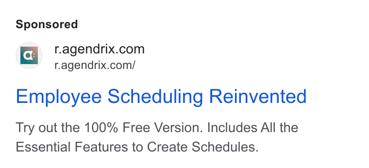 Agendrix ad on Google Ads: r.agendrix.com/ Employee Scheduling Reinvented Try out the 100% Free Version. Includes All the Essential Features to Create Schedules.
