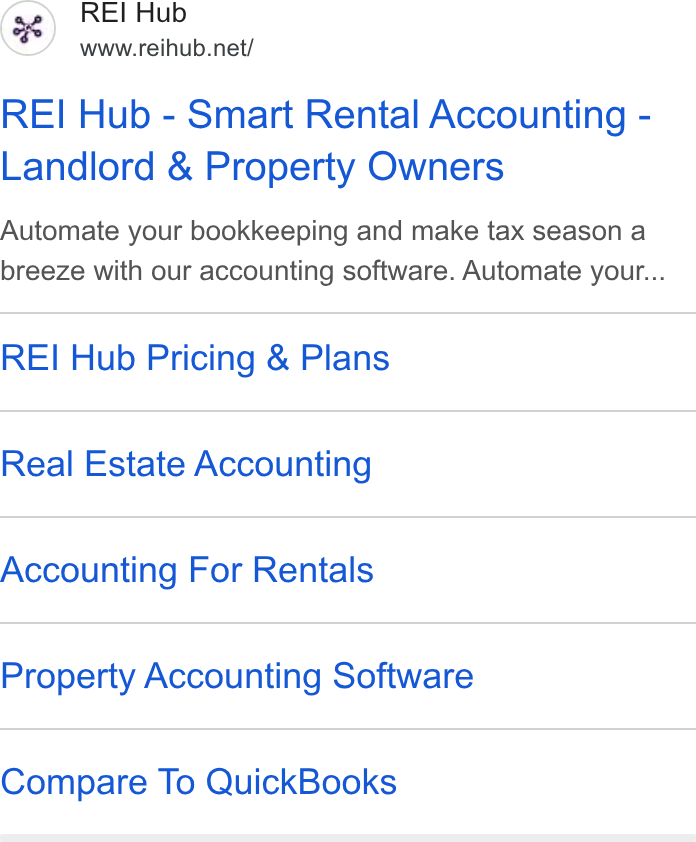 REI Hub ad on Google Ads: REI Hub - Smart Rental Accounting - Landlord & Property Owners Automate your bookkeeping and make tax season a breeze with our accounting software. Automate your... REI Hub Pricing & Plans Real Estate Accounting Accounting For Rentals Property Accounting Software Compare To Quick Books