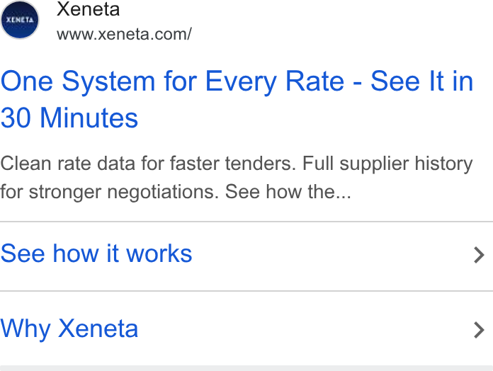 Xeneta ad on Google Ads: One System for Every Rate - See It in 30 Minutes Clean rate data for faster tenders. Full supplier history for stronger negotiations. See how the... See how it works > Why Xeneta >