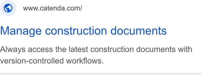 Catenda ad on Google Ads: Manage construction documents Always access the latest construction documents with version-controlled workflows.
