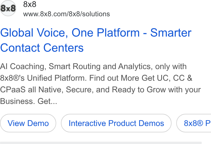 8x8 ad on Google Ads