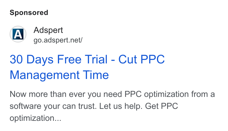Adspert ad on Google Ads: 30 Days Free Trial - Cut PPC Management Time Now more than ever you need PPC optimization from a software your can trust. Let us help. Get PPC optimization...