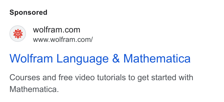 Wolfram ad on Google Ads: www.wolfram.com/ Wolfram Language & Mathematica Courses and free video tutorials to get started with Mathematica.