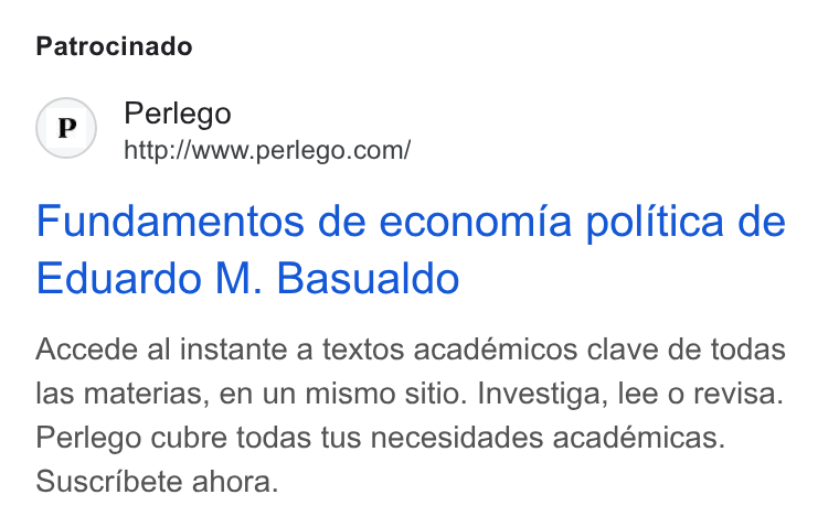 Perlego ad on Google Ads: Patrocinado Fundamentos de economia politica de Eduardo M. Basualdo Accede al instante a textos académicos clave de todas las materias, en un mismo sitio. Investiga, lee o revisa. Perlego cubre todas tus necesidades académicas. Suscribete ahora.