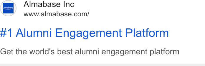 Almabase ad on Google Ads: #1 Alumni Engagement Platform Get the world's best alumni engagement platform