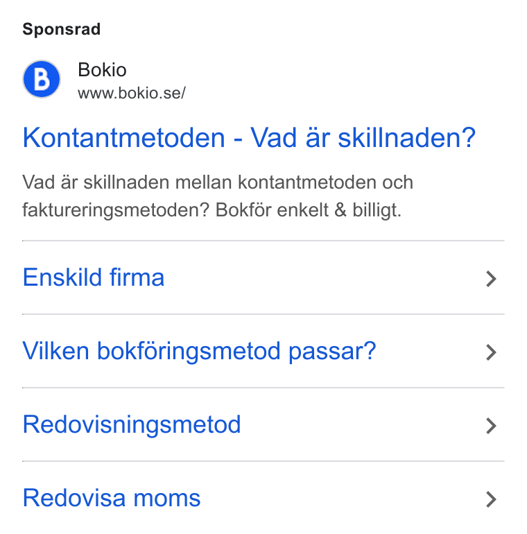 Bokio ad on Google Ads: Sponsrad Kontantmetoden - Vad ar skillnaden? Vad 4r skillnaden mellan kontantmetoden och faktureringsmetoden? Bokfér enkelt & billigt. Enskild firma Vilken bokféringsmetod passar? Redovisningsmetod Redovisa moms