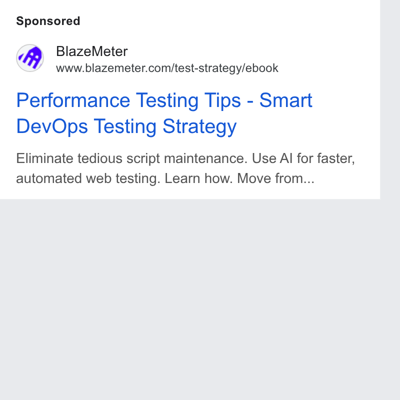 BlazeMeter ad on Google Ads: Performance Testing Tips - Smart Dev Ops Testing Strategy Eliminate tedious script maintenance. Use Al for faster, automated web testing. Learn how. Move from...