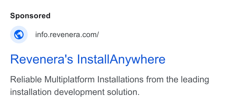Revenera ad on Google Ads: Revenera's Install Anywhere Reliable Multiplatform Installations from the leading installation development solution.