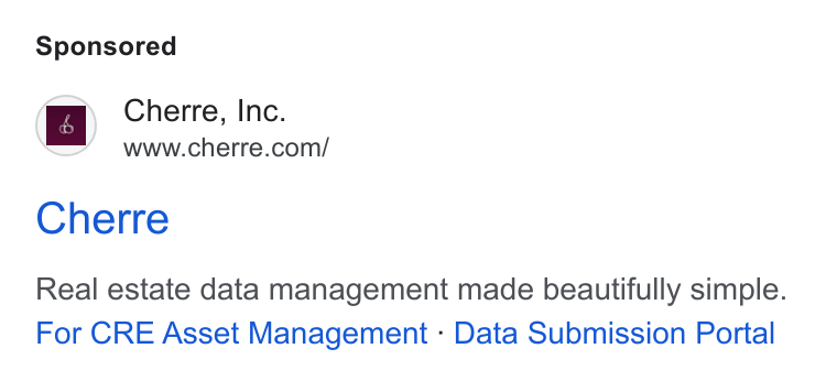 Cherre ad on Google Ads: Cherre Real estate data management made beautifully simple. For CRE Asset Management - Data Submission Portal
