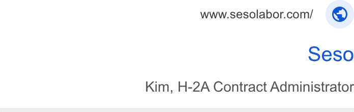 Seso ad on Google Ads: Seso Kim, H-2A Contract Administrator