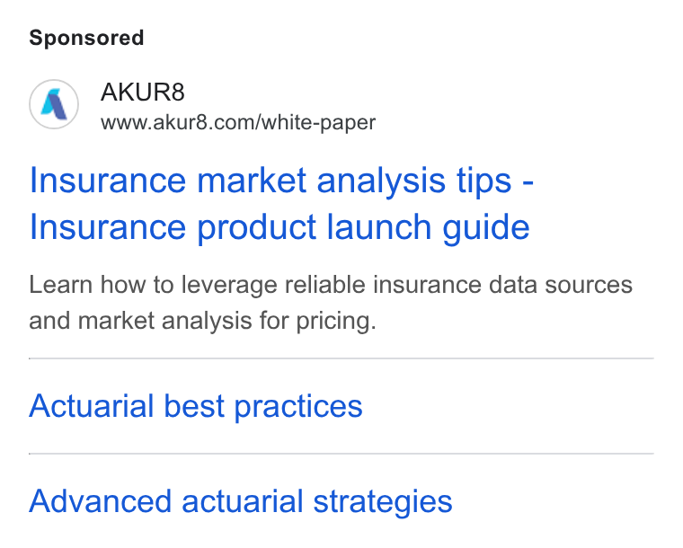 AKUR8 ad on Google Ads: Insurance market analysis tips - Insurance product launch guide Learn how to leverage reliable insurance data sources and market analysis for pricing. Actuarial best practices Advanced actuarial strategies