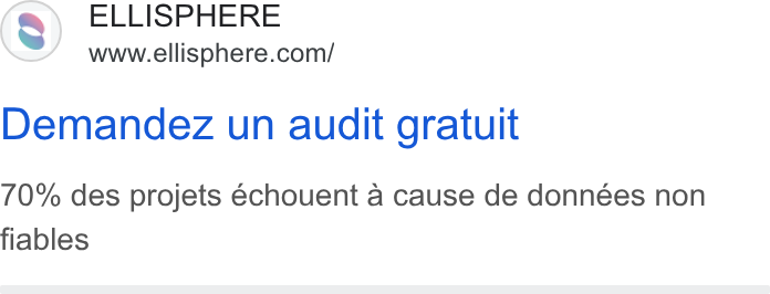Webmecanik ad on Google Ads: Demandez un audit gratuit 70% des projets échouent a cause de données non fiables