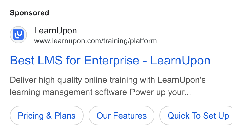 LearnUpon ad on Google Ads: Best LMS for Enterprise - Learn Upon Deliver high quality online training with Learn Upon's learning management software Power up your... Pricing & Plans ( Quick To Set Up