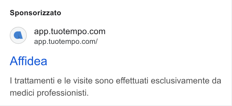 TuoTempo ad on Google Ads: app.tuotempo.com/ Affidea | trattamenti e le visite sono effettuati esclusivamente da medici professionisti.