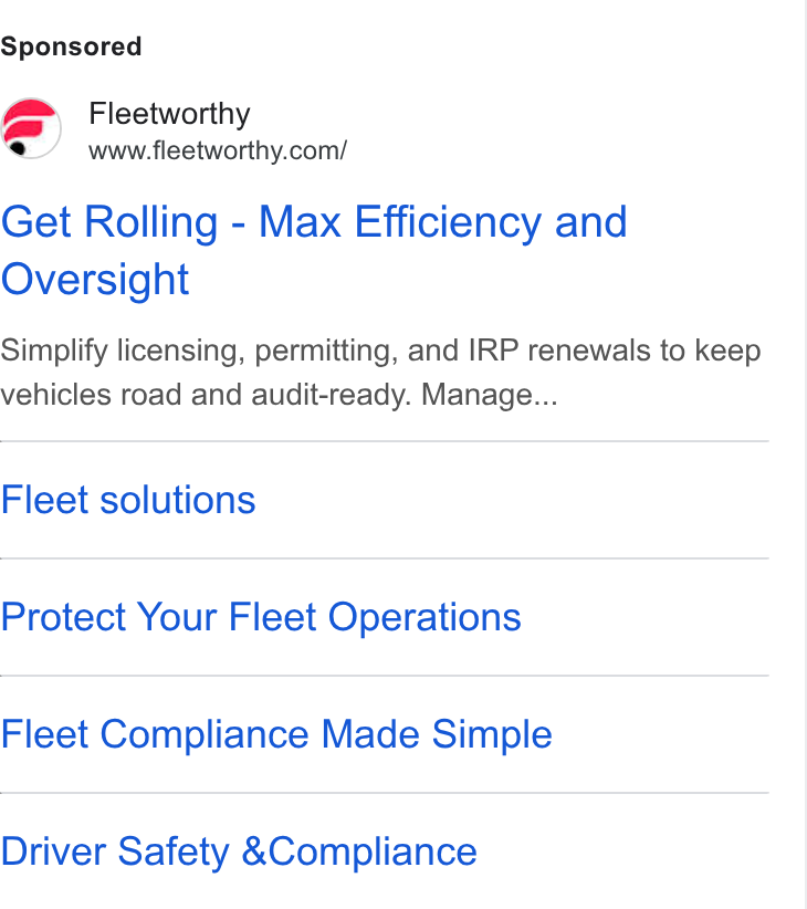 Bestpass ad on Google Ads: Get Rolling - Max Efficiency and Oversight Simplify licensing, permitting, and IRP renewals to keep vehicles road and audit-ready. Manage... Fleet solutions Protect Your Fleet Operations Fleet Compliance Made Simple Driver Safety &Compliance