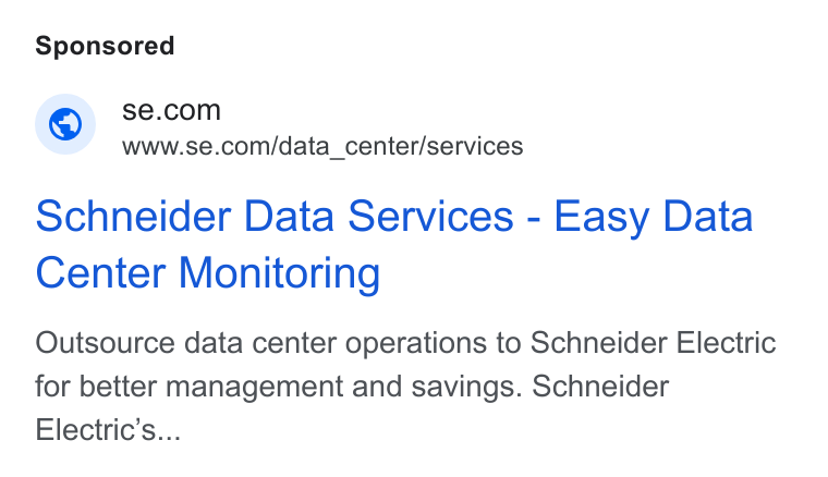 Schneider Electric ad on Google Ads: www.se.com/data_center/services schneider Data Services - Easy Data Center Monitoring Outsource data center operations to Schneider Electric for better management and savings. Schneider Electric’s...