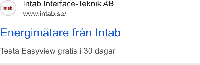 Upsales ad on Google Ads: Energimatare fran Intab Testa Easyview gratis i 30 dagar