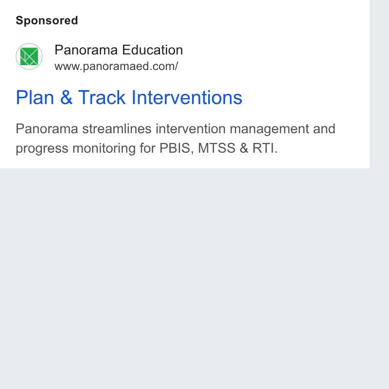 Panorama Education ad on Google Ads: Plan & Track Interventions Panorama streamlines intervention management and progress monitoring for PBIS, MTSS & RTI.