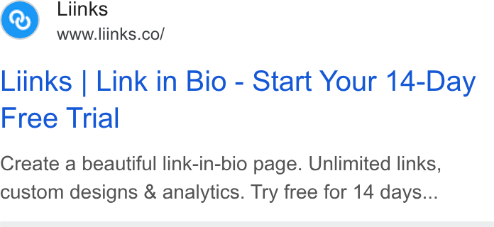 EMR USA ad on Google Ads: Liinks | Link in Bio - Start Your 14-Day Free Trial Create a beautiful link-in-bio page. Unlimited links, custom designs & analytics. Try free for 14 days...
