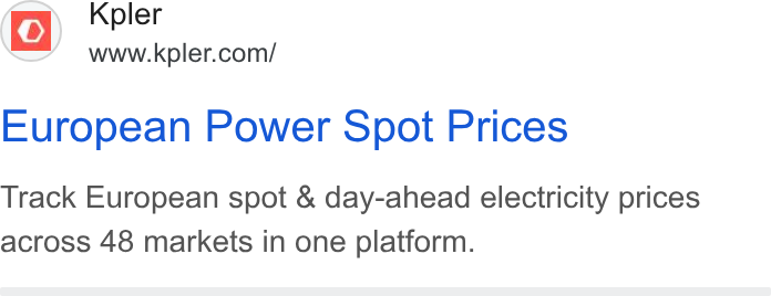 Kpler ad on Google Ads: European Power Spot Prices Track European spot & day-ahead electricity prices across 48 markets in one platform.